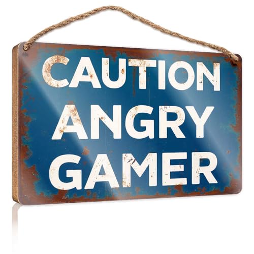 Lustige Türschilder für Büro, Aufschrift "Be Prepared for an Angry Gamer", Holzschild, kleine Schilder für Heimdekoration, Sommer-Türschild (20 x 30 cm) von TSGB