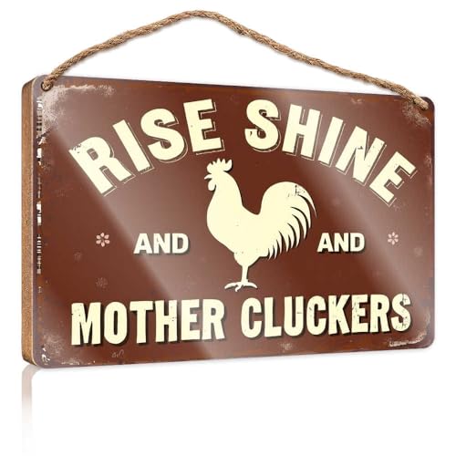 Lustige Türschilder für Büro, Aufstieg und Glanz: Mother Cluckers Hahnschild, Holzschild, kleine Schilder für Heimdekoration, Sommer-Türschild (15 x 28 cm) von TSGB