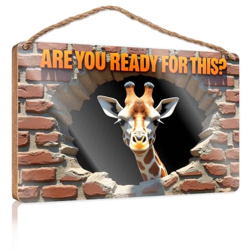 Lustige Türschilder für Büro, Giraffe bricht durch die Wand, Holzschild, kleine Schilder für Heimdekoration, Sommer-Türschild (23 x 35 cm) von TSGB
