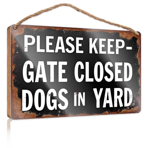 Lustige Türschilder für Büro, "Keep Gate Closed for Yard Dogs", Holzschild, kleine Schilder für Heimdekoration, Sommer-Türschild (15 x 28 cm) von TSGB