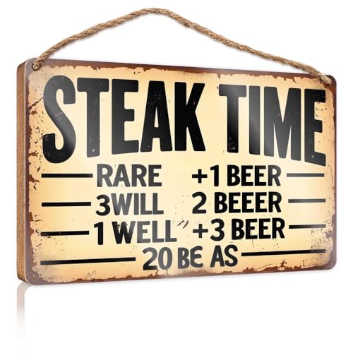 Lustige Türschilder für Büro, Steakzeit, Bierbewertungssystem, Holzschild, kleine Schilder für Heimdekoration, Sommer-Türschild (23 x 35 cm) von TSGB