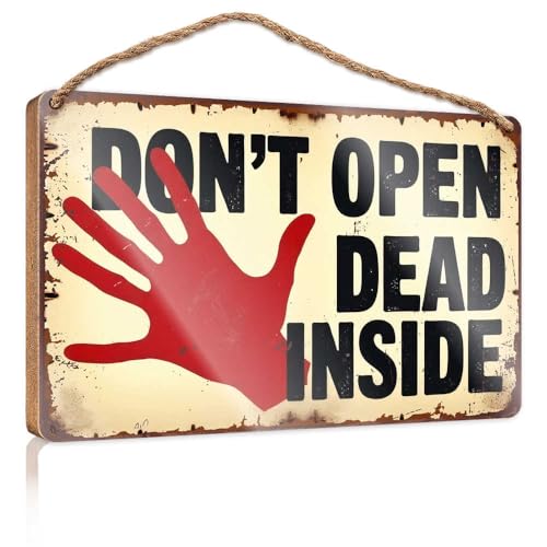 Lustige Türschilder für Büro "Dead Inside": Ein Warnschild, Holzschild, kleine Schilder für Heimdekoration, Sommer-Türschild (23 x 35 cm) von TSGB