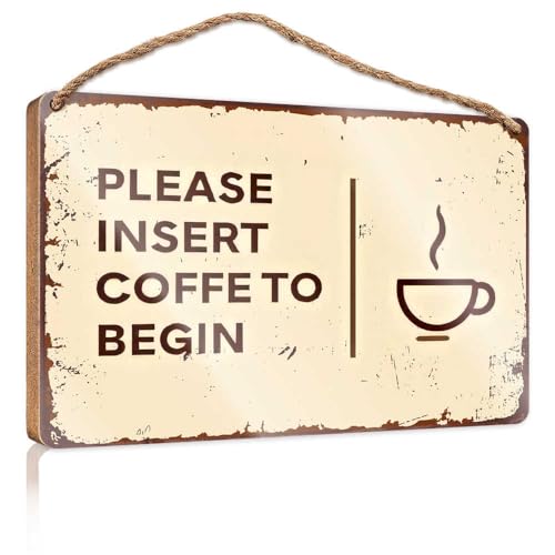 Lustige Türschilder für das Büro, "Coffee to Begin": A Sign of the Times, Holzschild, kleine Schilder für Heimdekoration, Sommer-Türschild (15 x 28 cm) von TSGB