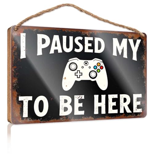 Lustiges Büro-Türschild mit der Aufschrift "Paused My Game For You", kleines Holzschild für die Heimdekoration, Sommertürschild (20 x 30 cm) von TSGB