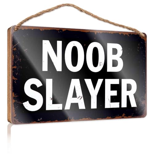 Noob Slayer: Master Of Novice Conquest Holzschild Hängeschild Holzschild lustige Wanddekoration für Küche (15 x 28 cm) von TSGB