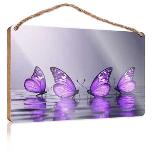 Winter-Türschild, Schmetterlinge auf dem Wasser, Holzschild, Raumsachen, Sommergeschenke (20 x 30 cm) von TSGB