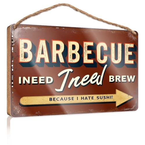 Winter-Türschild Barbecue Brew: No Sushi Allowed! Holzschild Raumsachen, Sommergeschenke (23 x 35 cm) von TSGB