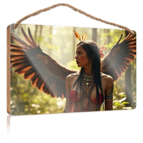 Winter-Türschild Engel im Wald: A Mystical Encounter Holzschild Raumsachen, Sommergeschenke (23 x 35 cm) von TSGB