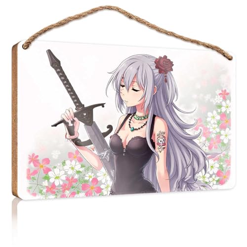 Winter-Türschild Schwert und Rosen: A Fantasy Tale Holzschild, Raumsachen, Sommergeschenke (20 x 30 cm) von TSGB