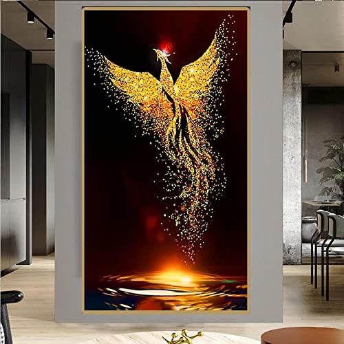TSHAOSHUNHT Flying Golden Phoenix Leinwand Malerei Bilder Moderne Leinwand Wandkunstdrucke Wohnzimmer Schlafzimmer Wohnkultur 50x100cmx1pcs rahmenlos von TSHAOSHUNHT
