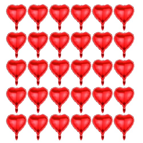 TSHAOUN 30 Stück Herz Folienballon Rot, 18 Zoll Rot Herzballons, Herz Luftballon Set, Helium Ballon, Valentinstag Deko, für Geburtstag Hochzeit Verlobung Brautdusche Valentinstag von TSHAOUN