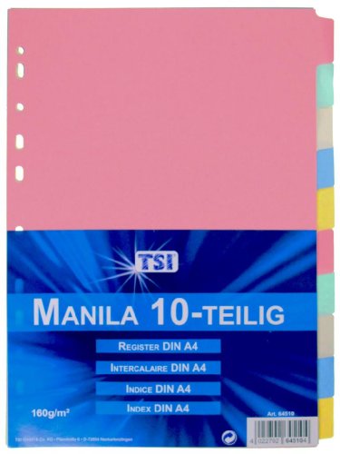 Manila Karton Ordner-Register / 160g/m² / DIN A4 / mit 10 blanko Taben von TSI