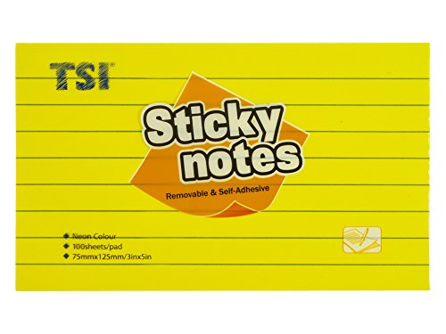 TSI 47768 Haftnotizen, 100 Blatt, 75 x 125 mm, liniert, Neon/gelb TSI 47768 Haftnotizen, 100 Blatt, 75 x 125 mm, liniert, Neon/gelb von TSI