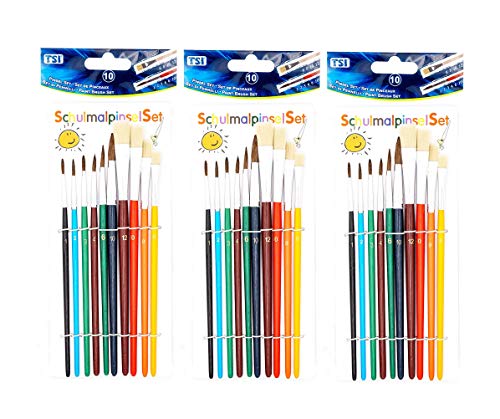 TSI 49110, farbig, Haarpinsel 1,2,3,4,6,1-Borstenpinsel 6,8,10,12, 10 Pinsel (3) von TSI