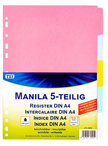 TSI 64505 Register aus stabilem Manila-Karton, Taben, 5-teilig von TSI