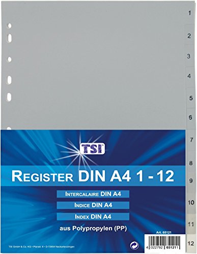 TSI 65121 Register aus Kunststoff PP 1-12, bedruckten Taben TSI 65121 Register aus Kunststoff PP 1-12, bedruckten Taben von TSI