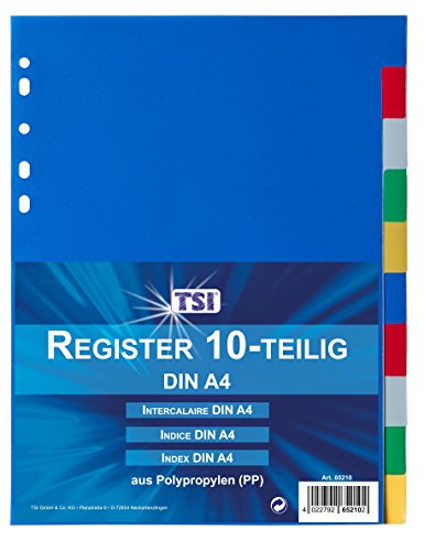 TSI 65210 Register aus Kunststoff PP 10-teilig, bunten Taben TSI 65210 Register aus Kunststoff PP 10-teilig, bunten Taben von TSI