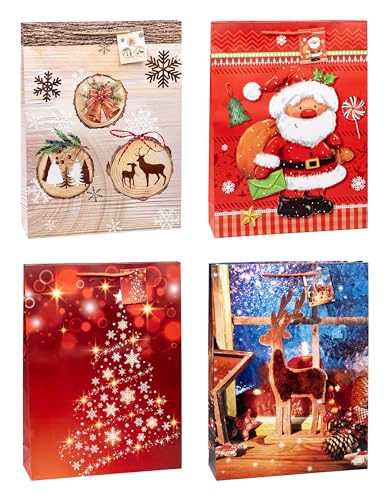 TSI Geschenktüten WEIHNACHTEN XXL, 12er Packung, Größe: XXL (HxBxT 44 x 33 x 10 cm), Art. Nr. 84177 von TSI