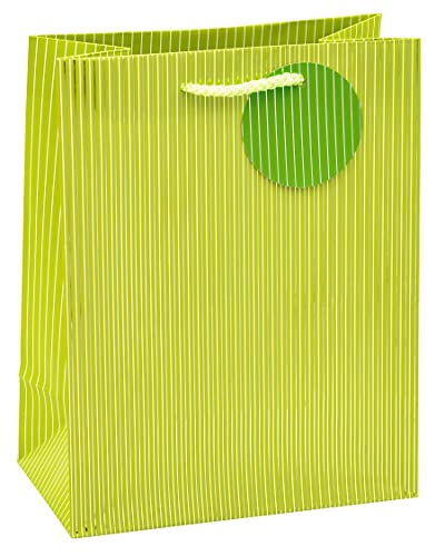 TSI Geschenktüten mit Hot Stamping NADELSTREIFEN, Farbe Grün, 4er Packung, Größe: Mittel (HxBxT 23 x 18 x 10 cm), Art. Nr. 85016-6 von TSI