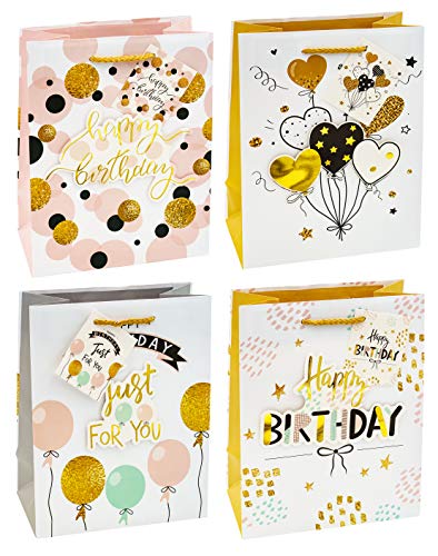 TSI 87015-A Geschenktüten Happy Birthday Elegant, 12er Packung, Größe: Mittel (18 x 10 x 23 cm) von TSI