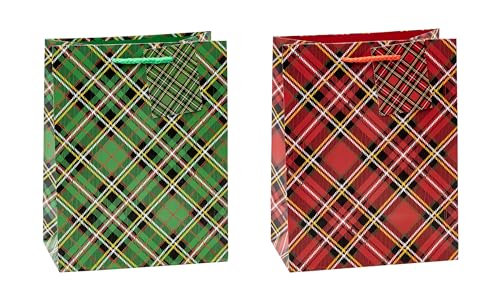 TSI Geschenktüten TARTAN, 12er Packung, Größe: Mittel (HxBxT 23 x 18 x 10 cm), Art. Nr. 87012 von TSI