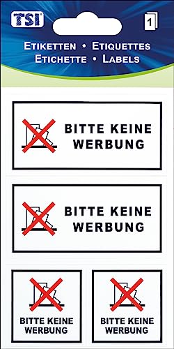 TSI Hinweis-Etiketten "Bitte keine Werbung", Druck auf Folie, Inhalt: 1 Blatt, Art. Nr. 55304 TSI Hinweis-Etiketten "Bitte keine Werbung", Druck auf Folie, Inhalt: 1 Blatt, Art. Nr. 55304 von TSI