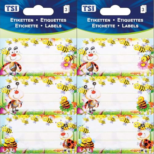 TSI Mehrzweck-Etiketten "BIENEN", Druck auf Papier, Inhalt: 3 Blatt á 3 Etiketten (: 9 Etiketten), Art. Nr. 55356 (Packung mit 2) von TSI