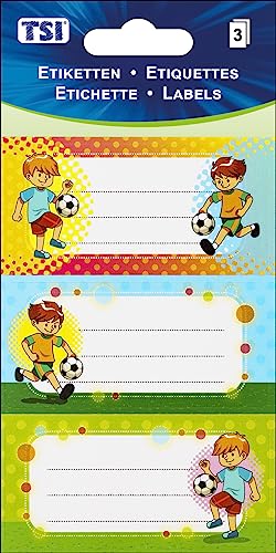 TSI Mehrzweck-Etiketten "Fußballkinder", Druck auf Papier, Inhalt: 3 Blatt á 3 Etiketten (= 9 Etiketten), Art. Nr. 55341 von TSI