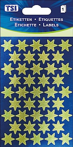 TSI Sticker Etiketten "Goldene Sterne", Druck auf Papier, Inhalt: 1 Blatt, Art. Nr. 55320 von TSI