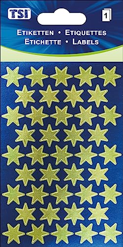TSI Sticker Etiketten "Goldene Sterne", Druck auf Papier, Inhalt: 1 Blatt, Art. Nr. 55320 von TSI