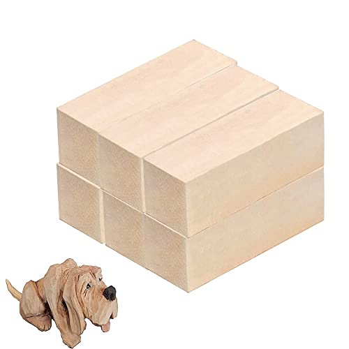 TSKDKIT Lindenholz zum Schnitzen und Drechseln 6 STK Groß Schnitzholz Natürliches Holzblöcke Schnitzblöcke zum Basteln Balsaholz Unbehandelt Basswood für Kinder und Erwachsene(15 x 5 x 5cm) von TSKDKIT