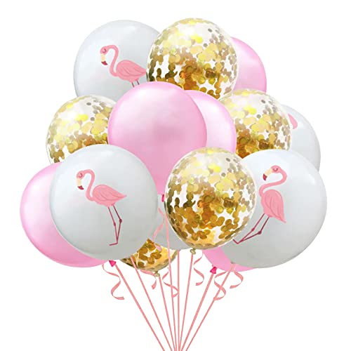 15 Stück Hawaii Tropical Party Ballons 12 Zoll Tropische Latexballons Set Hawaii Flamingo Ballons Ananas Luftballons Hawaii Confetti Luftballon mit Band für Geburtstag Hochzeit Thema Party Dekor (A) von TSLBW