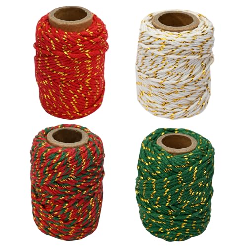 4 Rollen Geschenkband Weihnachten Weihnachtsschnur mit Jute-Schnur 80M Bastelschnur Dekokordel Schnur für Geschenkverpackung Kranz Weihnachtsschleife Dekoration DIY Kunstgewerbe 4 Rollen Geschenkband Weihnachten Weihnachtsschnur mit Jute-Schnur 80M Bastelschnur Dekokordel Schnur für Geschenkverpackung Kranz Weihnachtsschleife Dekoration DIY Kunstgewerbe von TSLBW
