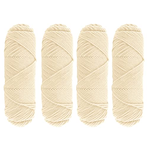 Garn zum Häkeln und Stricken 5 x 200g Acryl Wolle Serie Baumwollgarn Stricken Häkeln und Bastel, Acryl Baumwollwoll-Strickgarn Handstrickgarn Set Mehrfarbiger mit Farbverlauf zum Basteln (Weiß) von TSLBW