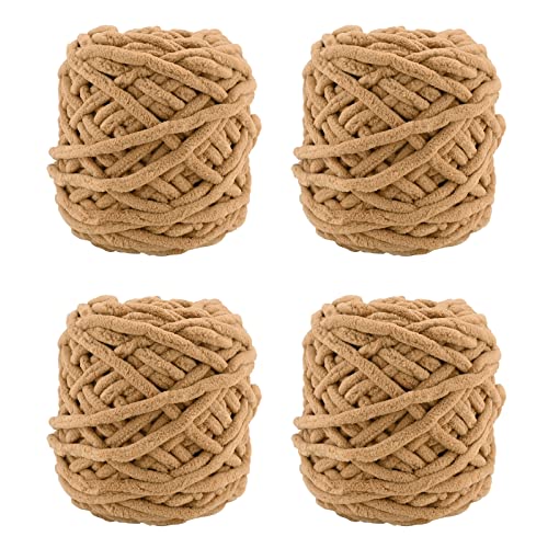 Strickwolle 4 x 100 g, mehrfarbiges Strickgarn zum Häkeln, weiches, klobiges Garn für Garnprojekte, Plüschbälle, handgefertigte Taschen, Pullover Schuhe Mützen Pullover Decken Schals von TSLBW