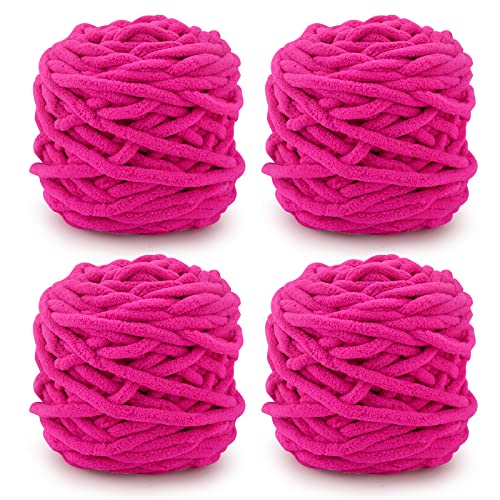 Strickwolle 4 x 100 g, mehrfarbiges Strickgarn zum Häkeln, weiches, klobiges Garn für Garnprojekte, Plüschbälle, handgefertigte Taschen, Pullover Schuhe Mützen Pullover Decken Schals von TSLBW