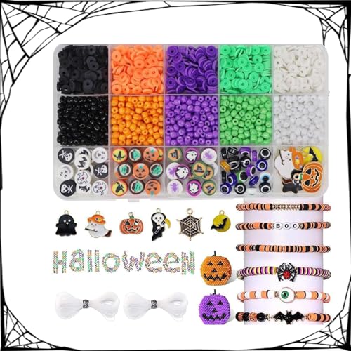 TSLBW Halloween-Armband-Set, Kristallperlen für Schmuckherstellung, kleine Rocailles, Freundschaftsarmband, Halskette, Fußkettchen, Bastelzubehör (2086 Stück) von TSLBW