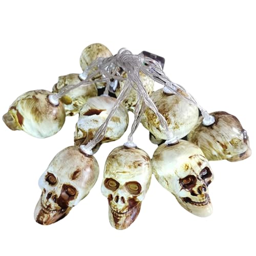 TSLBW Halloween Totenkopf Lichterkette 20LED Batteriebetriebene Halloween Dekoration Lichterkette für Halloween Party Garten Hof Innen Außen Dekoration TSLBW Halloween Totenkopf Lichterkette 20LED Batteriebetriebene Halloween Dekoration Lichterkette für Halloween Party Garten Hof Innen Außen Dekoration von TSLBW