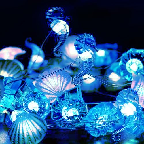 TSLBW Lichterkette Meerestiere 2M 20LED Batteriebetrieben Lichterkette Kinderzimmer Meerestiere Lichterkette Lnnen Deko für Kinderzimmer, Fenster, Garten & Weihnachtsdeko (Kühles Licht) von TSLBW