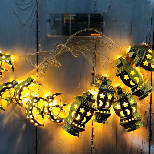 TSLBW Ramadan Lichterkette Batterie Ramadan Kalender 1.65 M 10 LED Lichterkette Eid Deko Fairy Lights Eid Mubarak Dekoration laterne deko Baum Haus Fenster Heimdekoration von TSLBW
