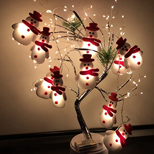Weihnachts dekoration Lichterketten Schneemann Lichterketten, 20 LED Lichterketten Batteriebetrieben für Weihnachtsbaum Hausgarten Schlafzimmer Innen- oder Außenbereich Partydekoration, 3 Meter von TSLBW