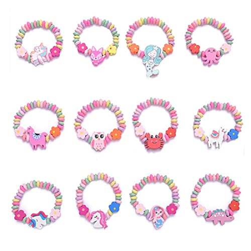 TSLRSA 12 Pcs Freundschaftsarmbänder, farbige Holzarmbänder, Kinderschmuck Freundschaftsarmbänder, verstellbare Armbänder aus Holzperlen, Geschenke für Geburtstagsfeiern von TSLRSA