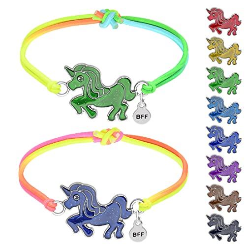 TSLRSA 2 Pcs BFF-Armband mit Einhorn-Anhänger - Farbwechsel - leuchtend regenbogenfarbenes Freundschaftsarmband - als Einhorn-Geschenk für ein Mädchen oder einen Kindergeburtstag von TSLRSA