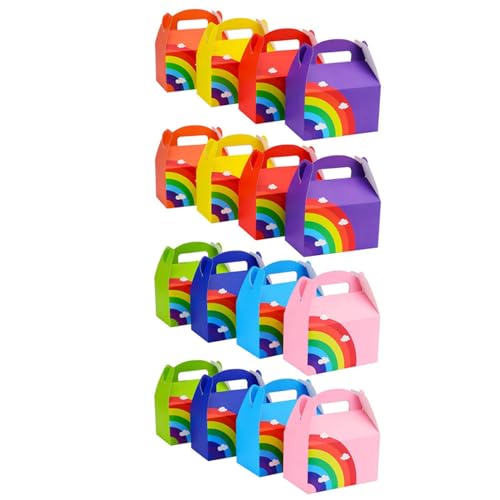 TSMORY 16 Stück elegante Regenbogen-Schachteln, recycelbare Pappschachtel mit Griff, bunte Leckerli-Box für Geburtstage und Hochzeiten TSMORY 16 Stück elegante Regenbogen-Schachteln, recycelbare Pappschachtel mit Griff, bunte Leckerli-Box für Geburtstage und Hochzeiten von TSMORY
