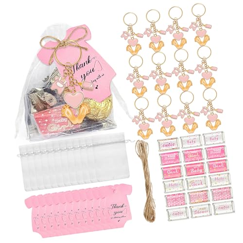 TSMORY 6/20pieces Baby Füße Anhänger Keychain Set Mit Kordelbeutel Danke Label Wicking Aufkleber Für Hochzeitsbabysartikeln von TSMORY