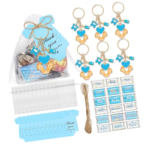 TSMORY 6/20pieces Baby Füße Anhänger Keychain Set Mit Kordelbeutel Danke Label Wicking Aufkleber Für Hochzeitsbabysartikeln von TSMORY