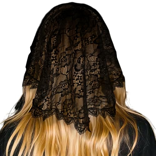 TSMORY Modische Kopfbedeckung, Brautschmuck, Spitze, Mantilla, Junggesellinnenabschied, Dekoration, Brautparty, Hochzeit, weißer Schleier, Gesichtsschleier von TSMORY
