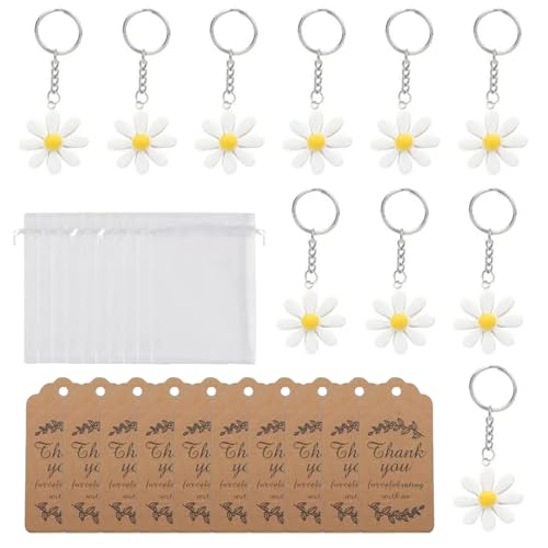 TSMORY Set mit 30 Gänseblümchen-Schlüsselhaltern und Dankeskarten zum Verschenken, stilvolle Hängeornamente, Feste, Partyzubehör TSMORY Set mit 30 Gänseblümchen-Schlüsselhaltern und Dankeskarten zum Verschenken, stilvolle Hängeornamente, Feste, Partyzubehör von TSMORY
