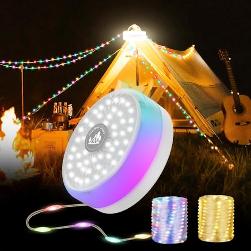 Camping Lichterkette Rollbar 10M, 3 in 1 4000mAh Wiederaufladbare Campinglampe mit 11 Beleuchtungsmodi, 6 Helligkeitsstufen LED Lichterkette Außen für Camping, Zelt, Hofdekoration von TSOCOS