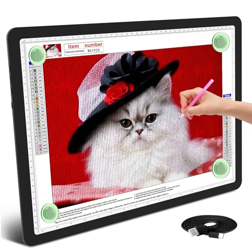 TSOCOS A3 Leuchttisch, 6000Lux Sehr Hell LED Licht Pad mit Seitliche Tasten & 6 Stufen der Helligkeit, 3 Farben Lightpad Leuchtplatte für Diamond Painting, Zeichnen, Skizzieren TSOCOS A3 Leuchttisch, 6000Lux Sehr Hell LED Licht Pad mit Seitliche Tasten & 6 Stufen der Helligkeit, 3 Farben Lightpad Leuchtplatte für Diamond Painting, Zeichnen, Skizzieren von TSOCOS